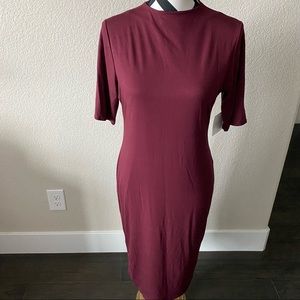 Stella Luce || fitted mock neck burgundy dress